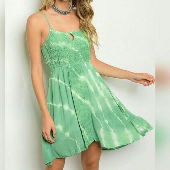 GREEN TIE DYE DRESS
